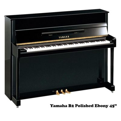 Yamaha B2 Upright Piano in polished ebony with brass hardware