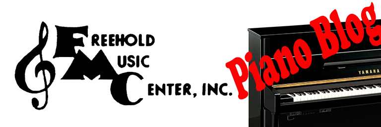 Freehold Music Center - Pianos Piano Blog Header - Picture of Store logo, yamaha piano and Piano Blog