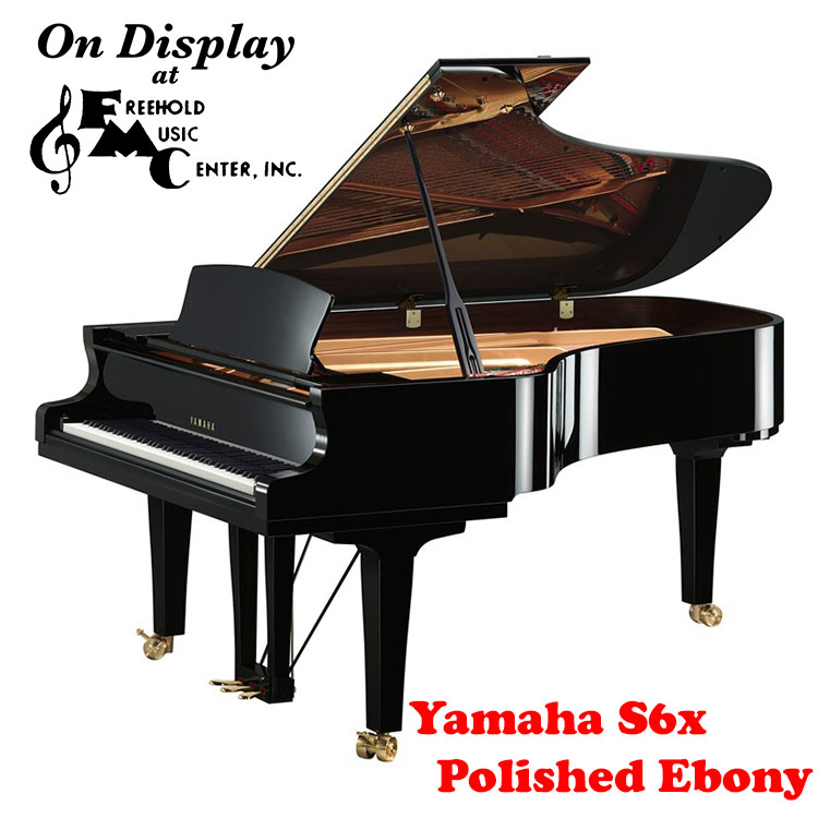 Yamaha s6x 7 foot premium grand piano in polished ebony on display at freehold music center